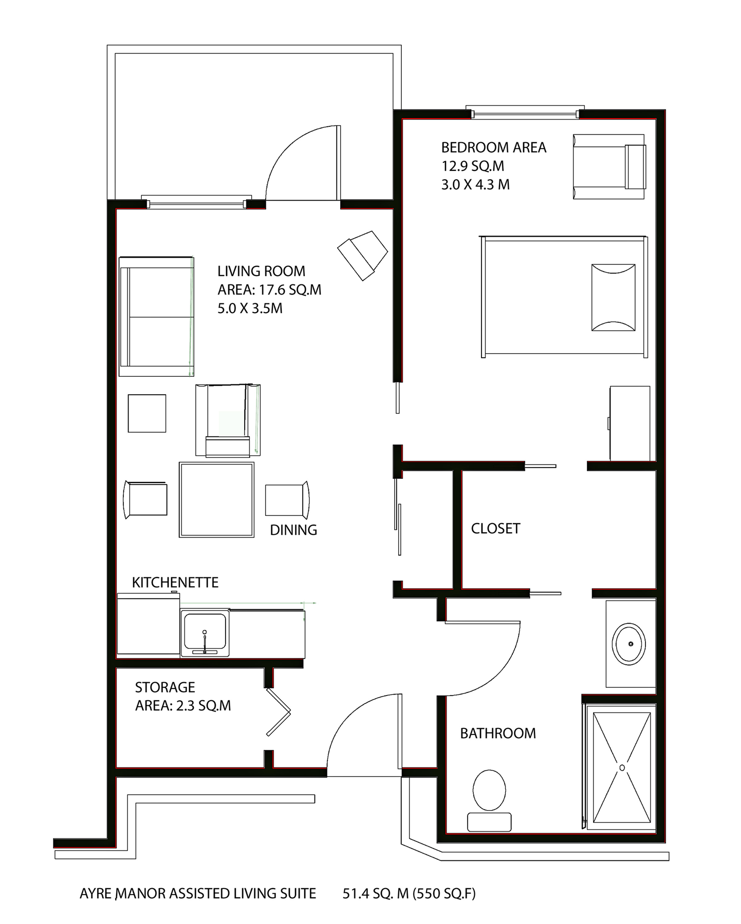 Floor Plan: Assisted Living Suite at Ayre Manor